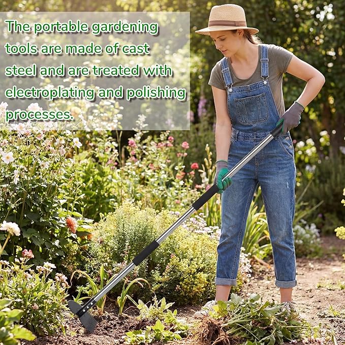 Garden Tools,Weeder Tool,63" Weed Puller Tool with Long Handle,12 Claw Steel Head,Easy Weeding Without Bending or Squatting Down,Weeding Tools Suitable for Farm Planting,Gardening