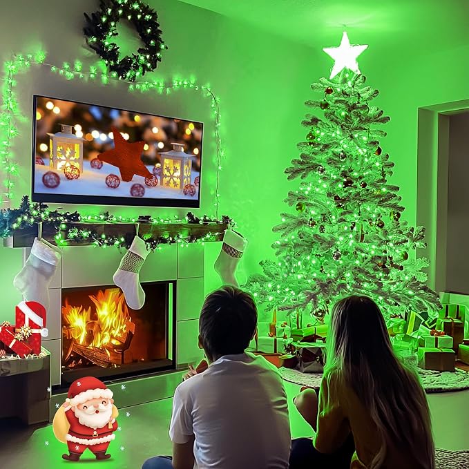 JMEXSUSS 500 LED Green Christmas Lights Indoor Outdoor, 8 Modes 163 FT Green String Lights Plug-in Clear Wire, Remote Control Christmas Tree Light for Xmas Tree Party Halloween