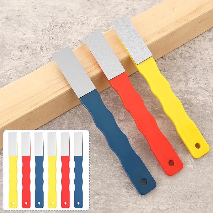6Pcs Diamond Sharpening Hone Set 220/400/600 Grit Color Coded Portable Flat Hand File Knife Set with Non Slip Handle for Kitchen, Garden, Outdoor tools Fine/Coarse Grinding(6PCS)