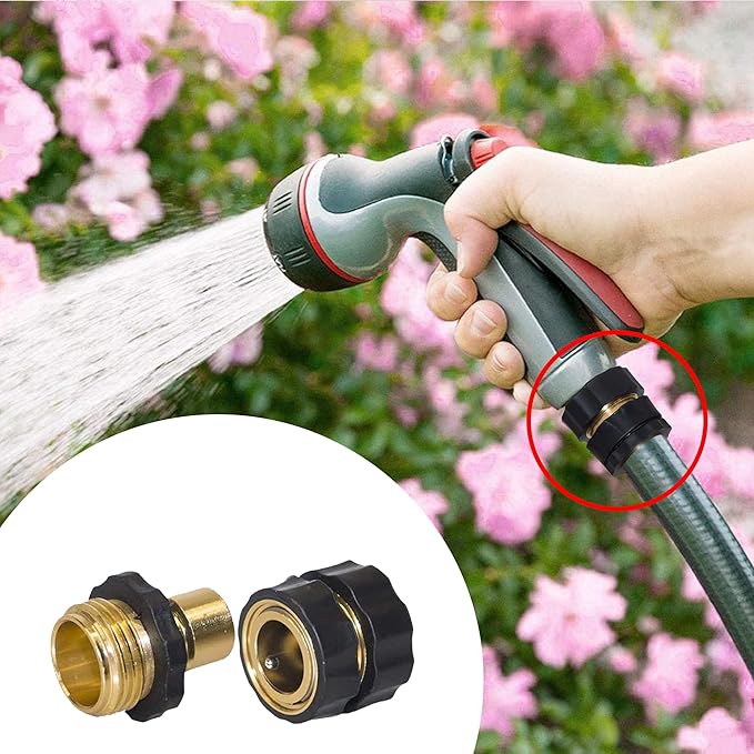 Hourleey Garden Hose Quick Connector, 3/4 Inch Male and Female Garden Hose Fitting Quick Connector, 3 Set
