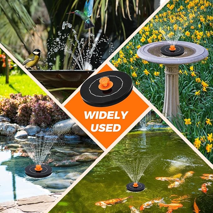 4.0W Solar Fountain, 2026 Upgrade Solar Bird Bath Fountains Pump with 8 Nozzles, Free Standing Floating Solar Powered Water Fountain Pump for Bird Bath, Garden, Pond, Pool, Outdoor, Hummingbirds