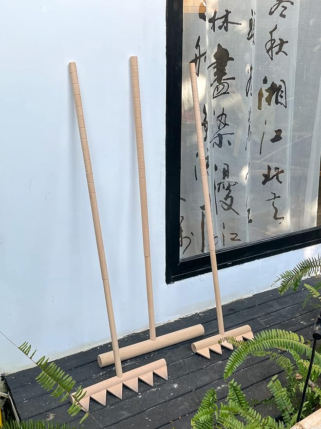 Outdoor Zen Garden Rake Large - Japanese Rock Sand Garden Rake Tool - 48" Long 5 Tine Solid Oak - DIY Stress Relief Gifts for Adult