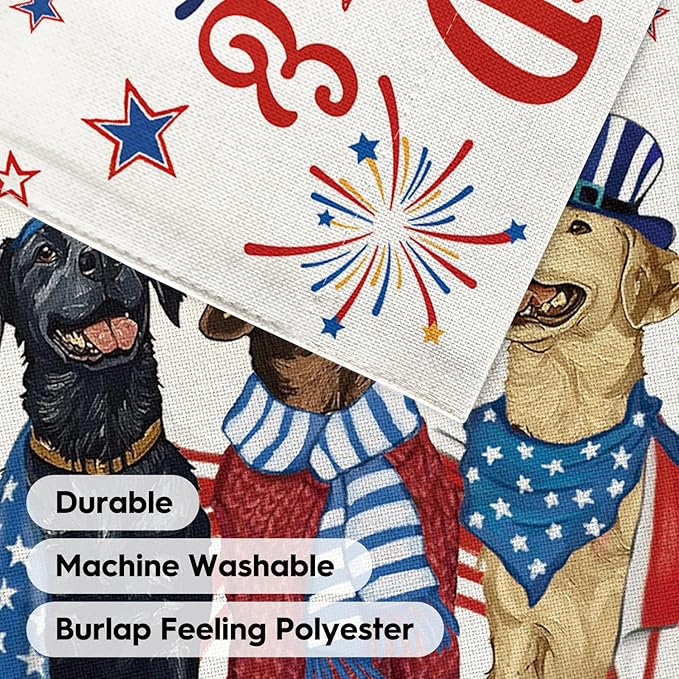 AVOIN colorlife 4th of July Dogs House Flag 28x40 Inch Double Sided Outside, Independence Day Patriotic American Stars and Stripes Yard Outdoor Decoration