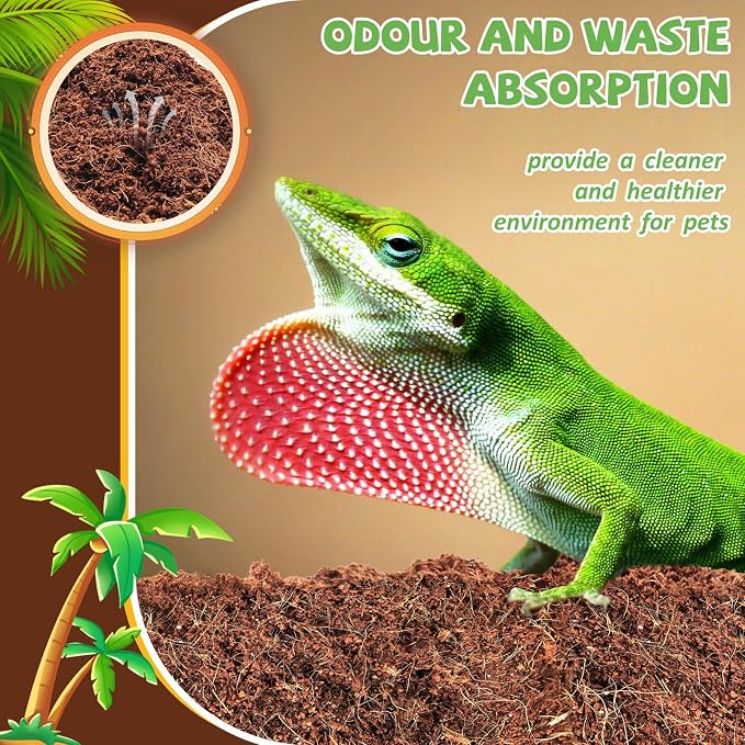 Riare 10LBS Natural Coconut Fiber Substrate for Reptile- Premium Compressed Coconut Husk Terrarium Bedding for Reptile, Tortoise, Frogs, Snakes, Hermit Crabs, Burrowing Animals