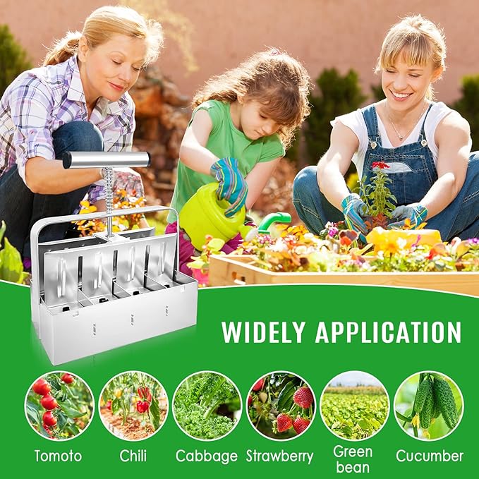 Upgraded Soil Blocker Handheld, 8 Soil Block Maker for Seed Starting, 2 inch Manual Quad Soil Blockers Maker, Soil Blocking Tool, Soil Blocker Kit