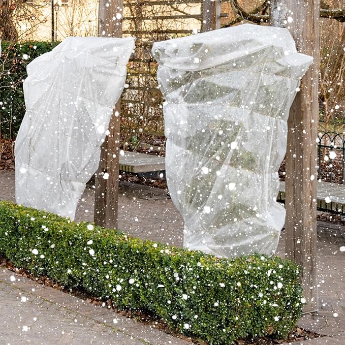 ANPHSIN 2 Pcs Extra Large Winter Plant Cover Freeze Protection - 71" x 83" Plastic Plant Frost Bags with Drawstring, Waterproof Plant Shelter Coverings for Outdoors Garden Shrubs Palm Fruit Trees