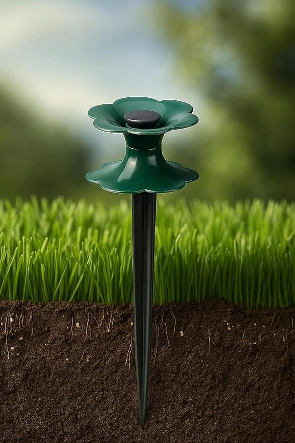 Roe & Moe 6‑Pack Garden Hose Guide Spikes – UV‑Resistant Smooth‑Spin Plastic Stake Anchors Keep Hoses Off Flower Beds, Plants, Yard & Lawn