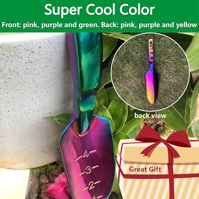 Garden Shovel - Gardening Hand Tool, Heavy Duty Garden Trowel, High Strength Alloy Steel for Soil Digging Planting Transplanting Weeding, Solid Metal Handle, Colorful