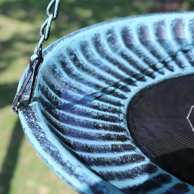 12.3" Hanging Bird Bath with Solar Fountain Bird Bath Bubbler,Birdbath Fountain for Garden Patio Decor,Blue