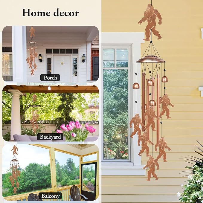 YHmall Big Foot Wind Chimes for Outside, 35" Big Foot Gifts for Women Men Mom Dad, Metal Windchimes Outdoors for Patio Yard Home Garden Decorations