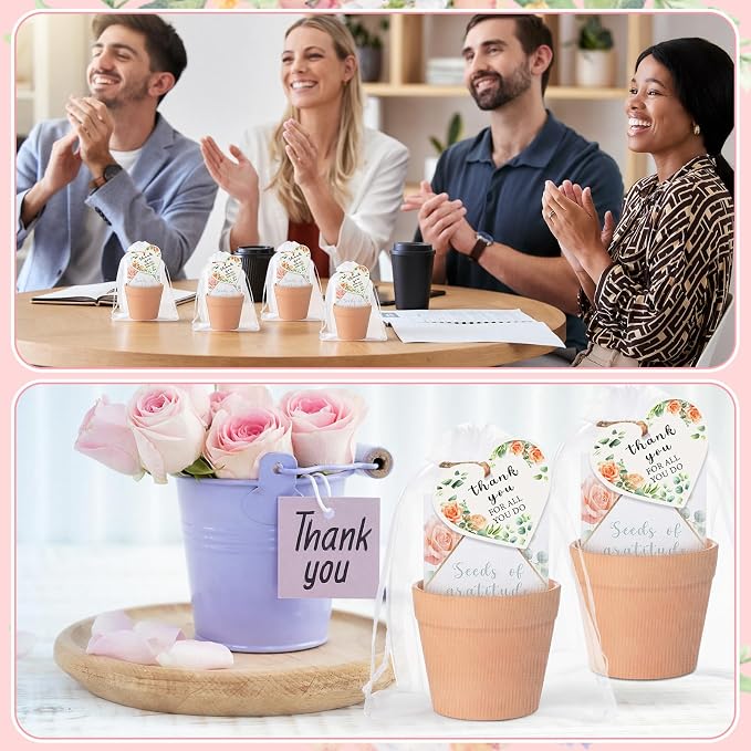 Ctosree 24 Sets Teacher Appreciation Gifts Thank You for All You Do Seed Packets Include Seed Packets Flowerpot Thanks Tags Organza Bags for Coworker Employee Nurse Staff Appreciation Gifts