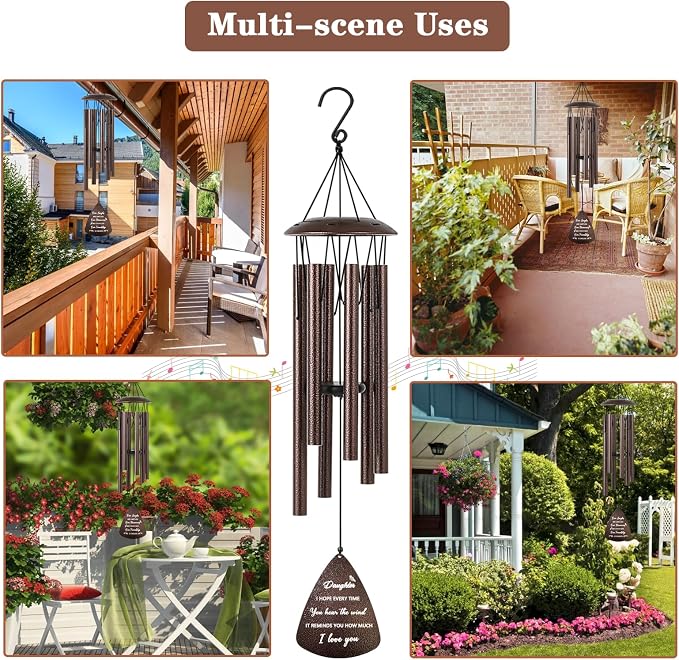 Daughter Gifts from Mom Dad, Daughter Birthday Gifts, 32" Bronze Wind Chimes Gift for Daughter's Birthday, Graduation, Wedding