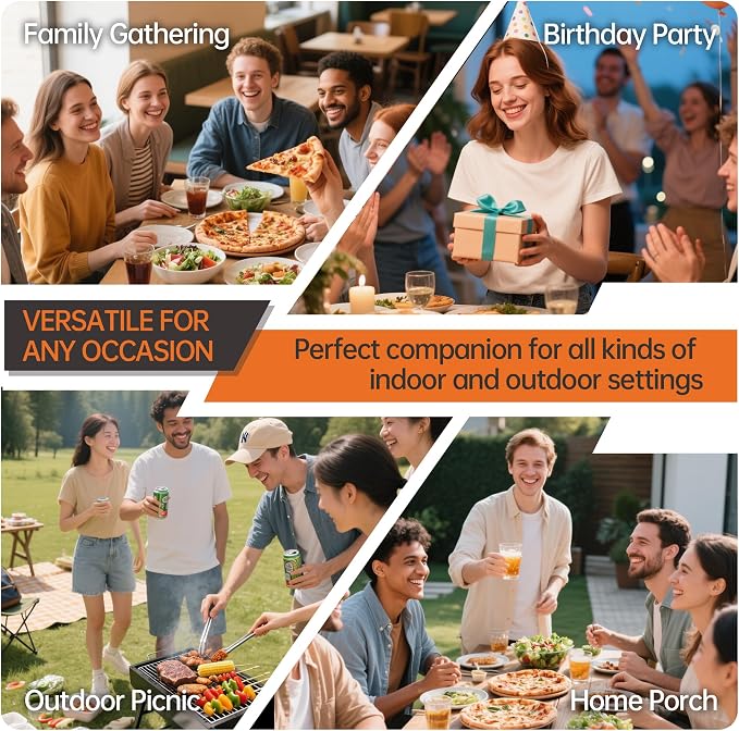 VSOAEIL Set of 2 6 Foot Folding Table for Indoor Outdoor, Portable Heavy Duty Fold-in-Half Utility Plastic Foldable Dining Table with Carrying Handle for Picnic, Camping and Party, 2 Pack Brown