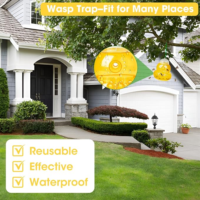 2 Pack Reusable Wasp Traps Outdoor Hanging Yellow Jacket Trap Carpenter Bee Traps for Outside Hornet Trap Wasp Catcher for Outdoors, Wasps Killer Garden, Farm, Insect Bug Flies