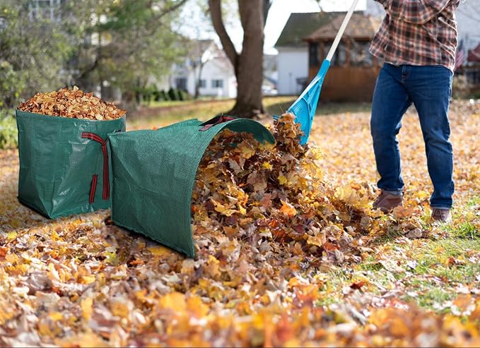 Reusable Yard Waste Bags,72 Gallon Lawn And Leaf bags 2 Pack,Heavy Duty Garden Bags With Gardening Gloves, For Up Outdoor Debris Leaves Grass Clippings Camping Yard Recycling Bags For Leaves