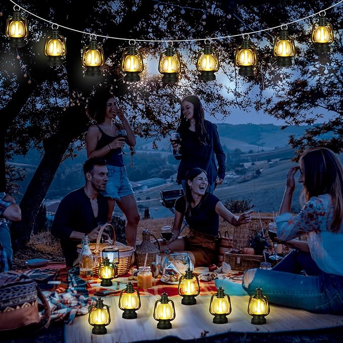 Ferraycle 24 Pcs Mini Lantern Decor 6 Inch Western Lantern Table Centerpiece Small Vintage Camping Hanging Lamp Ornaments Bulk for Cowboy Cowgirl Wedding Halloween Christmas