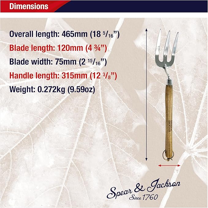 Spear & Jackson Stainless Steel Hand Weed Fork, Durable Gardening Tool for Efficient Weeding and Soil Aeration