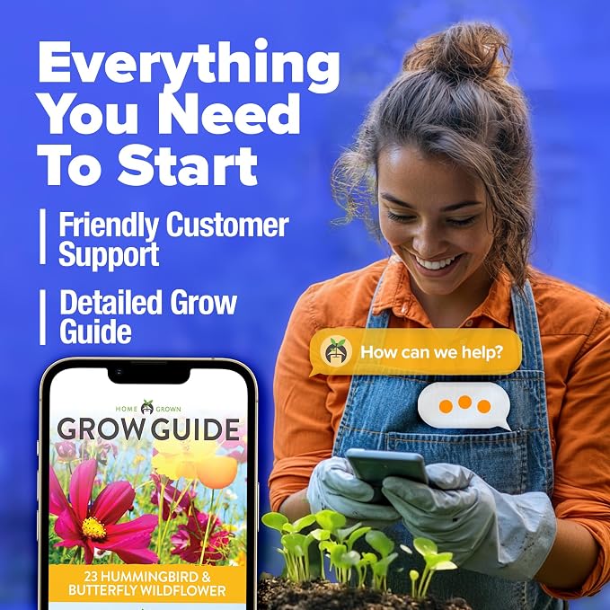 HOME GROWN Premium Wildflower Seeds Bulk Mix | 134,000+ Non-GMO USA Native Flower Seed for Planting Outdoors | 23 Perennial & Annual Varieties for Butterfly Garden | 3 oz