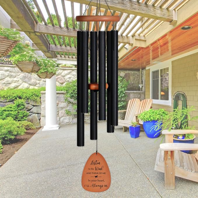 Memorial Wind Chimes for Loss of Loved One, 32" Sympathy Wind Chimes in memory of a Loved One - Beech Wood & 6 Tubes, Bereavement Gifts for Loss of Mom or Dad, Sympathy Gifts for Funeral & Remembrance