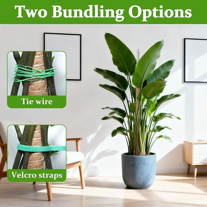 3 Pack 28'' Bendable Moss Pole for Plants, Heavy Duty Moss Plant Support Pole for Monstera Pothos & Climbing Houseplants, Extendable Indoor Potted Plant Stake Trellis