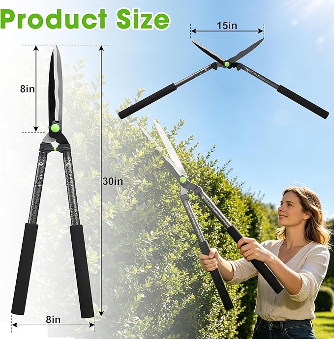 Hedge Shears,30" Hedge Clippers with Sharp Blades Lightweight Garden Scissors for Trimming Bushes Shrubs Manual Plant Shears Gardening Tools with Comfortable Handle for Gardening Landscape Care