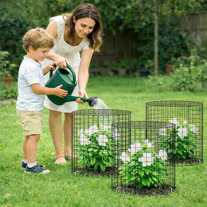 SPECILITE 10 Pack Plant Protector from Animals, 14"x16" Pre-Bent Wire Metal Mesh & Covers to Keep Rabbits, Squirrels, Chickens Out, Protects Vegetables, Flowers, Shrubs with Zip Ties, Stakes & Gloves