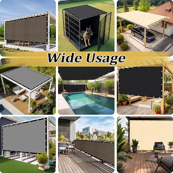 Shade&Beyond Customized Size 90% Sun Shade Cloth with Grommets, 6' X 7' Pergola Shade Cover Canopy, Mesh Tarp Sun Screens for Patio, Outdoor, Garden, Backyard GN01, Wheat