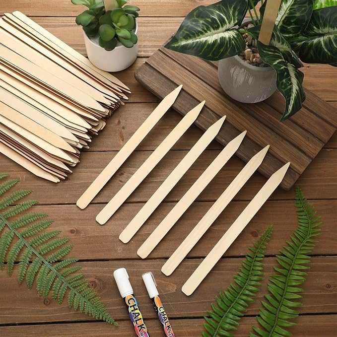Weysat 100 Pcs 12" Wood Plant Labels for Field or Containers Plant Tags Wood Garden Labels for Seedling Stakes Markers Nursery Seed Tags with Smooth Surface for Pot Herbs Flowers Vegetables (Natural)