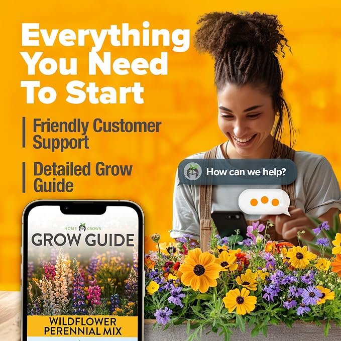 HOME GROWN Wildflower Seeds Bulk Mix | 110,600+ Non-GMO Annual Flower Seed for Planting | 21 Varieties for Butterfly & Pollinator Garden | 3 oz