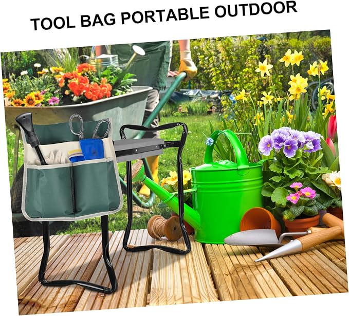 Garden Kneeler Tool Bag Large 600D Durable Organizer with Multiple Pockets Lightweight Foldable Pouch for Easy Storage of Gardening Tools 12.59X12.20X0.11In
