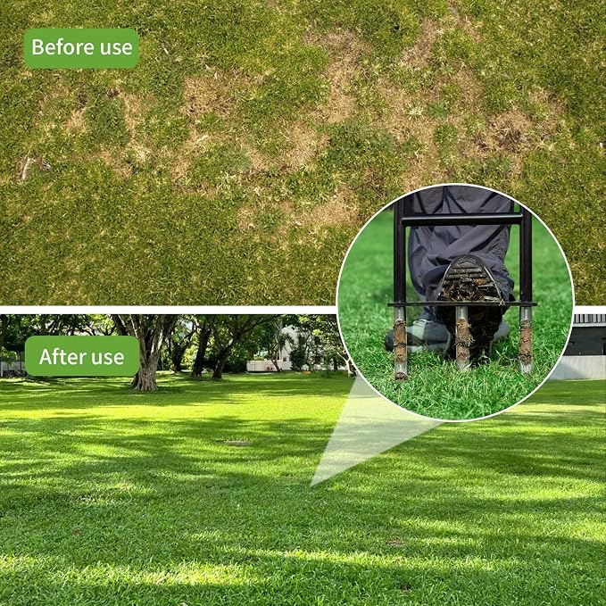 Lawn Aerator Tool, Heavy Duty Core Aerator | Sturdy Yard Aerator, clog free lawn aerator,Ergonomic design does not collide with knees,core lawn aerator 5.12 inches deep