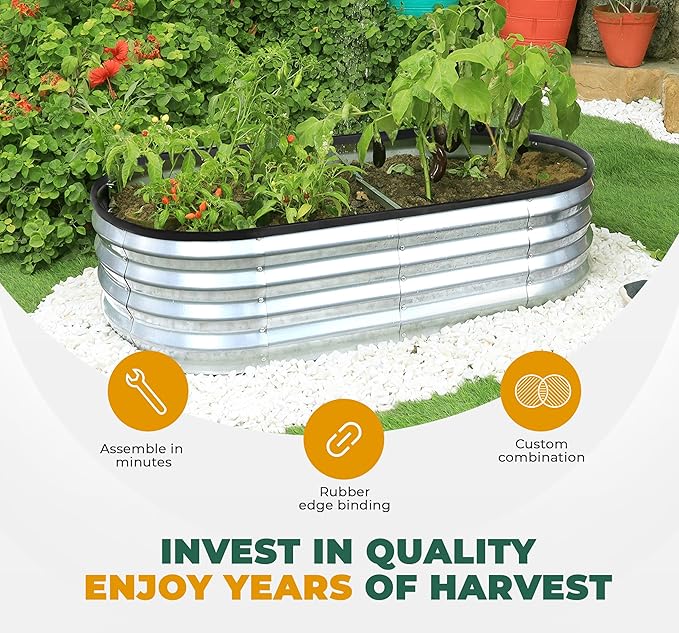 Utopia Home Galvanized Raised Garden Bed, 6x2x1 Ft Lightweight Planter Boxes Outdoor with Easy Assembly, Large Garden Bed for Vegetables, Fruits, Flowers, Silver