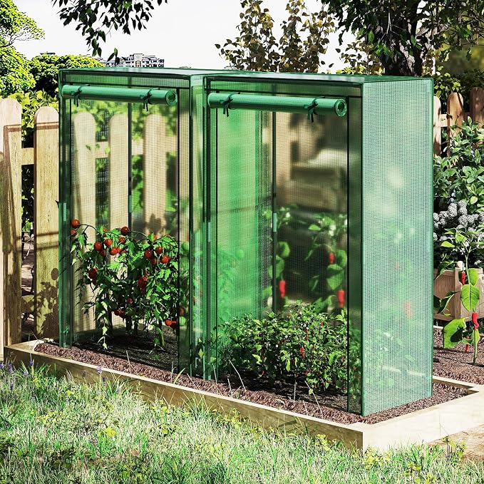 Giantex Portable Mini Greenhouse, Heavy Duty PE Cover, Elector-Coating Metal Frame, Waterproof Sun-Protective Tomato Green House with Roll-Up Zippered Door, Indoor Outdoor Green, 39" x 20" x 59"