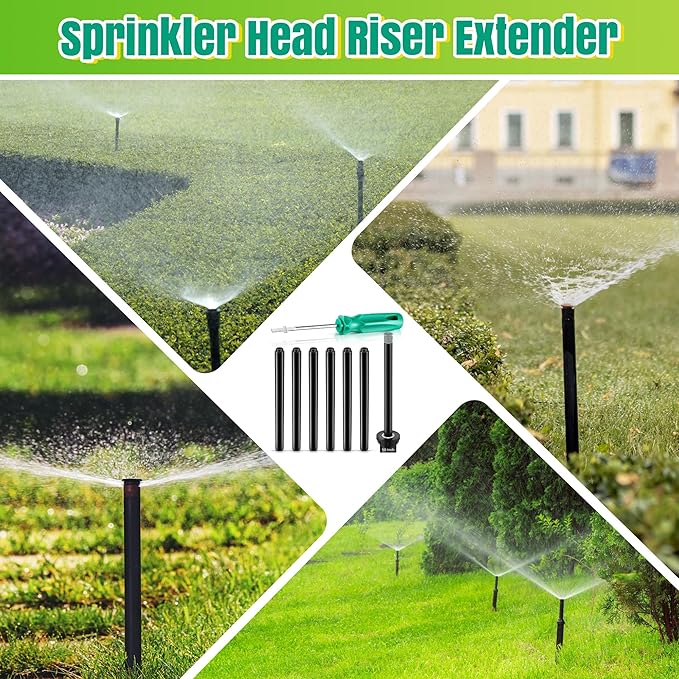 10" Popup Riser Extension Compatible with Rain Bird 1800 Series& Hunter Pro-Spray Sprinklers, Sprinkler Head Riser Extender with RotorTool, Garden Lawn Irrigation Spray Head (4 Set,Black)