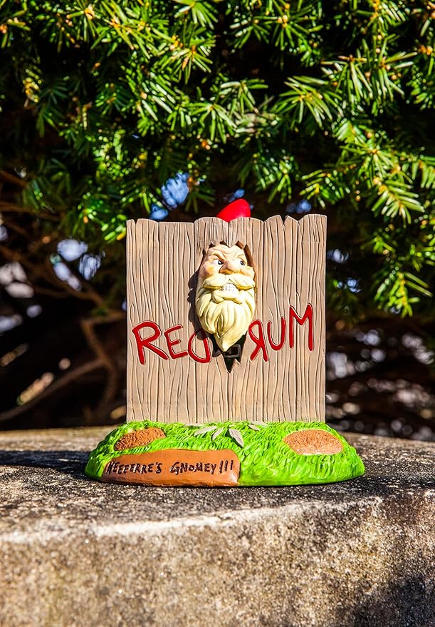 Shining Gnome Garden Gnome - Funny Gnomes for Outdoor Spaces - Weatherproof Redrum Scary Yard Statue - Horror Movie Lawn for Halloween Decorations - 9.5"