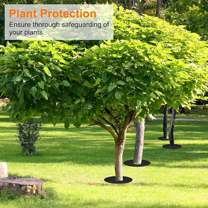 HARFINGTON 6pcs Tree Mulch Ring 5.9 Inch Non-Woven Round Tree Protector Weed Barrier Mat Plant Cover Rings for Weed Grass Control Root Protection, Black