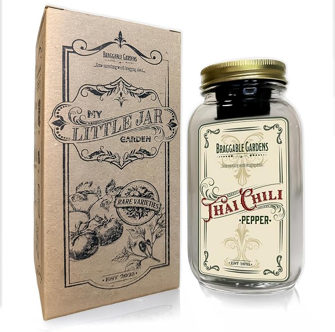 Mason Jar Hydroponic Thai Chili Pepper Grow Kit β Indoor Countertop Garden β Grow Fresh Spicy Peppers at Home β Self Watering Jar Planter with Nutrients & Seeds