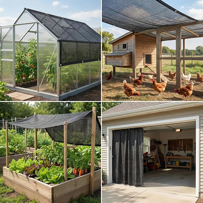 40% Garden Sunblock Shade Cloth, 12 x 24 FT Durable Taped Edge with Grommets UV Resistant Black Garden Shade Net for Plants, Greenhouse, Vegetables and Patio