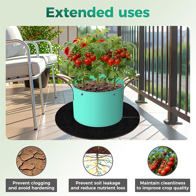24.41" 3 Pack Non-Woven Mulch Mat, Reusable Weed Control Fabric for Landscaping, Degradable Tree Barrier Mat for Root Protection