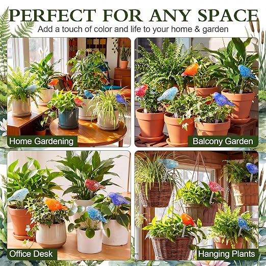 Duraaamo Self Watering Plant Globes Set of 5 - Bird Shaped Multicolor Hand Blown Glass Watering Bulbs, Automatic Plant Accessories Devices for Indoor & Outdoor Plants, Decorative Garden Stakes