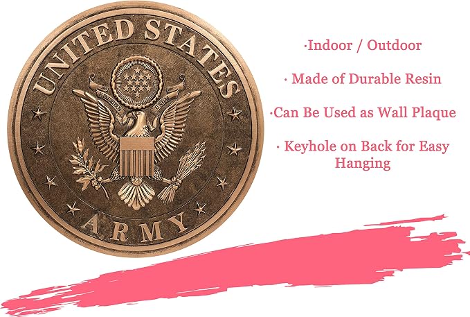 Spoontiques - Garden Décor - U.S. Army Bronze Tone Stepping Stone - Decorative Stone for Garden