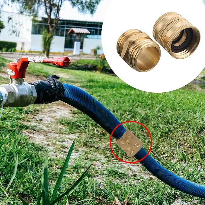 Hourleey Garden Hose Adapter, 3/4 Inch Solid Brass Hose Connectors Adapters Male to Male, Female to Female, 4 Pack
