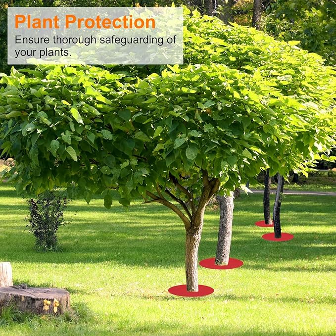 HARFINGTON 6pcs Tree Mulch Ring 36.2 Inch Non-Woven Round Tree Protector Weed Barrier Mat Plant Cover Rings for Weed Grass Control Root Protection, Red