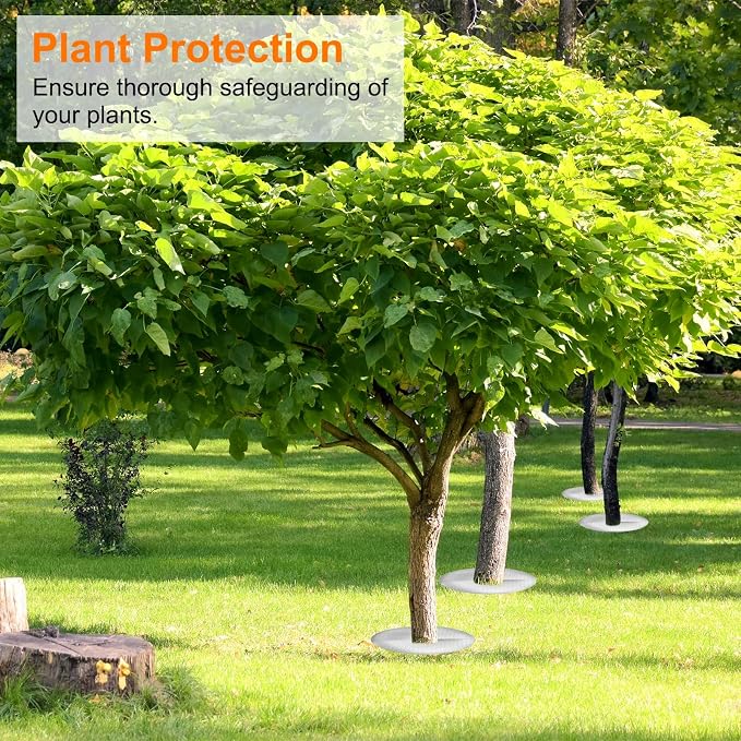 HARFINGTON 6pcs Tree Mulch Ring 5.9 Inch Non-Woven Round Tree Protector Weed Barrier Mat Plant Cover Rings for Weed Grass Control Root Protection, Silver