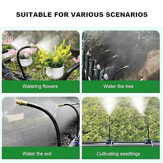 Drip Irrigation System, 2026-Upgrade 50Ft 1/4"Watering Kit with 15 360° Adjustable Copper Nozzles & 3/4" Copper Connector, DIY for Garden, Greenhouse, Pots, Raised Beds & Yard