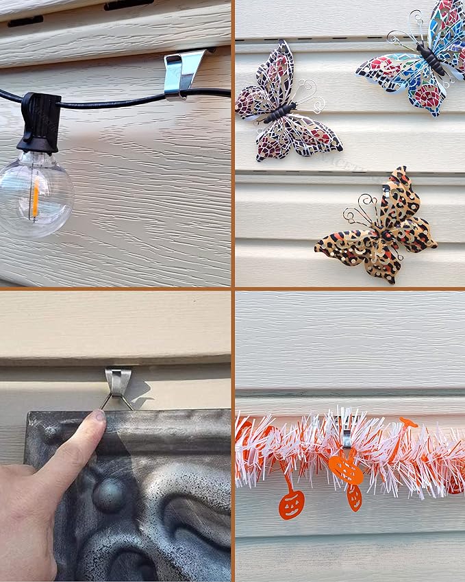 NACETURE Vinyl Siding Hooks (30 Pack) | Heavy Duty Patio Decor Siding Clips | Hanging Outdoor String Lights | Deck Decorations Outdoor Light Clips