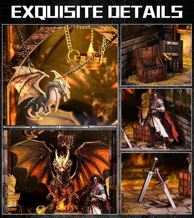 Roroom 3D Puzzles for Adults, Fantasy Book Nook Kit with LED Light, Wooden DIY Miniature House Kit Bookends for Bookshelf Decor-Creative Crafts for Family and Friends