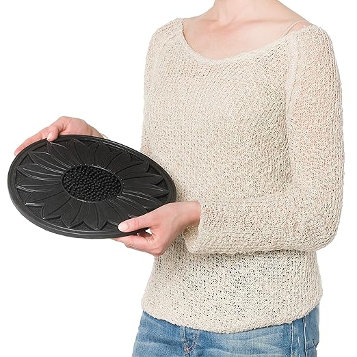 HF by LT Rubber Sunflower Garden Stepping Stone, 11-3/4 Inches, Black, Round, Set of 3