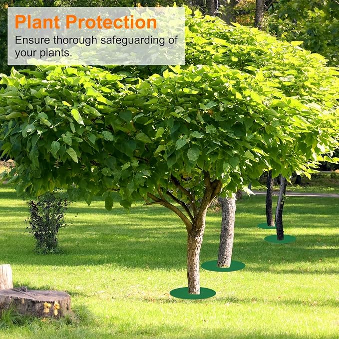 HARFINGTON 6pcs Tree Mulch Ring 16.5 Inch Non-Woven Round Tree Protector Weed Barrier Mat Plant Cover Rings for Weed Grass Control Root Protection, Green