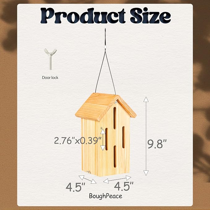 Butterfly House for Outdoor,Insect House,Butterfly Habitat Garden,Wooden Shelter Hotel with Hooks for Hanging Nesting Box for Butterflies Bugs Moths & Lacewings